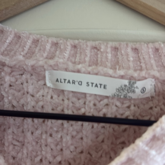 Altar’d State, size small brand new chenille pale pink sweater - Picture 2 of 4